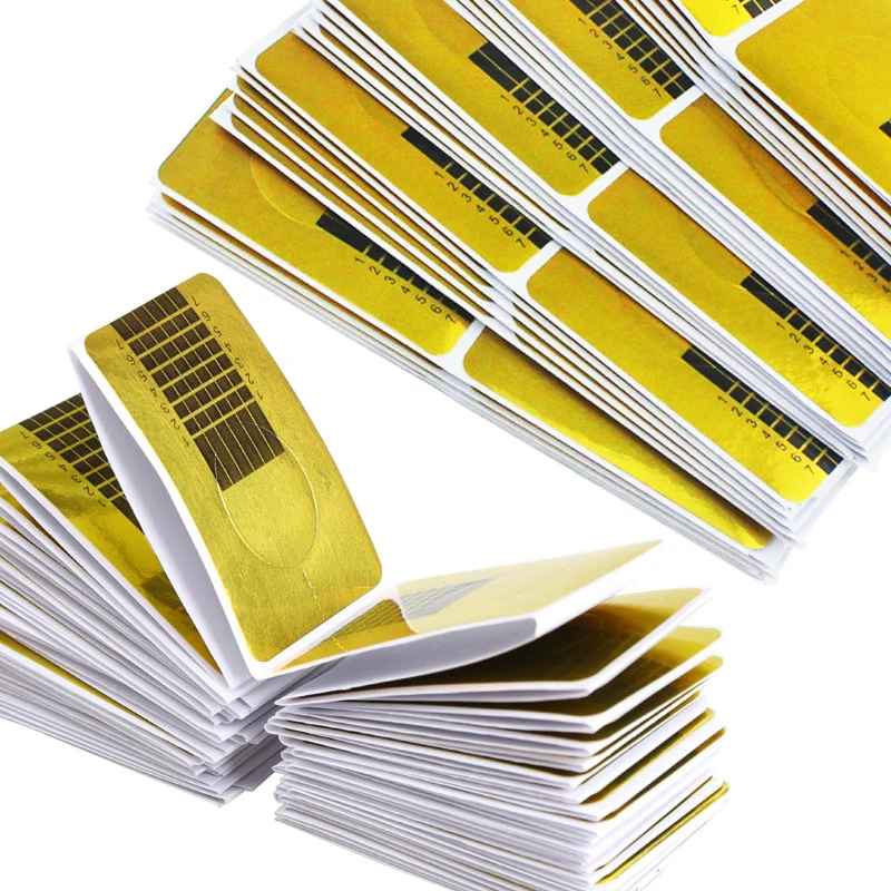 네일 폼 팁 아크릴 UV 젤 익스텐션 컬 폼 익스텐션 네일 스티커 아트 가이드, 몰드 매니큐어 네일 아트 도구, 100 개/세트