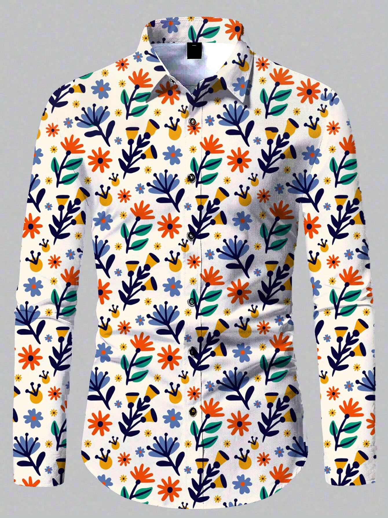 2024 Men's New Comfortable Retro Long Sleeve Shirts New Casual Design Shirt Fashion 3D Printed Flower Pattern Men's Clothing