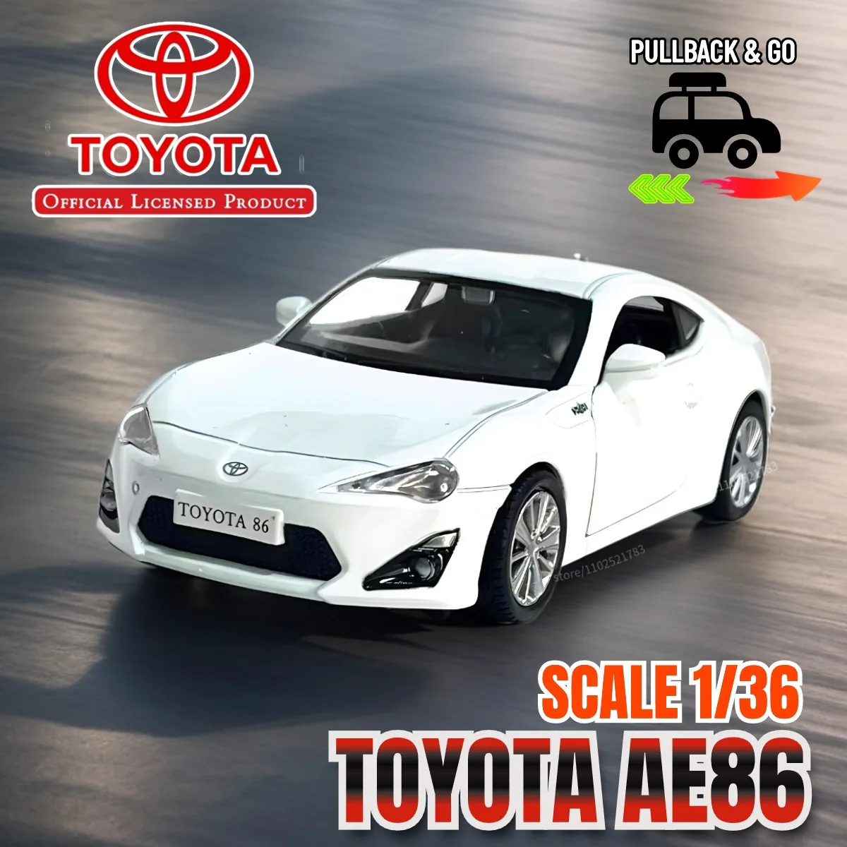 1/36 Toyota AE86 Pullback Toy Car Model Official Licensed Alloy Diecast Vehicle Scale Replica Xmas Gift Kid Boy Toy