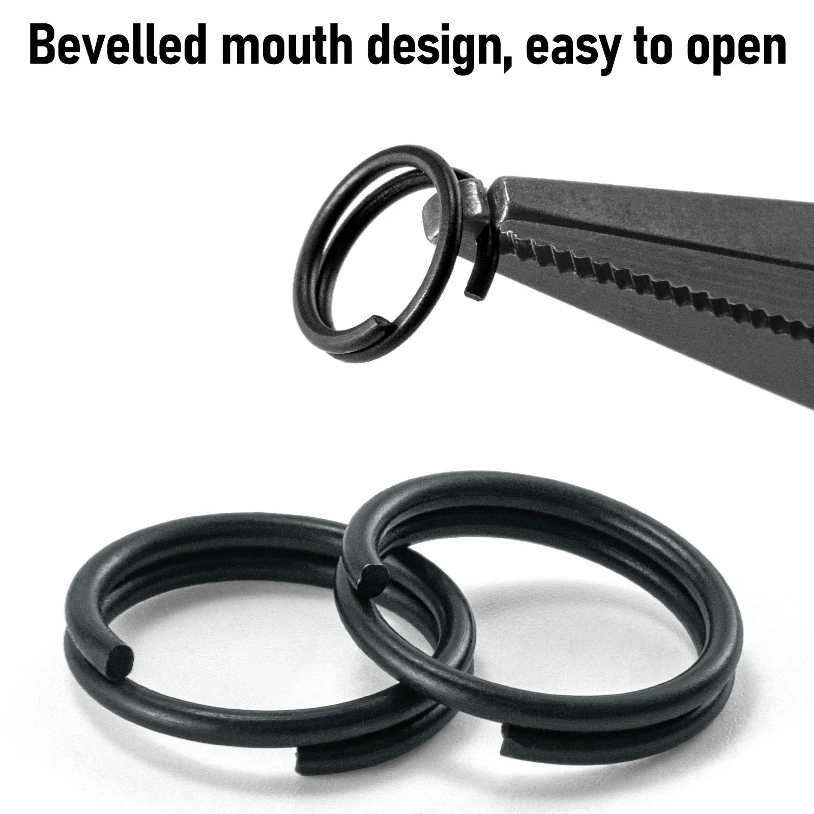 Fishing Lure Split Ring 3.5mm-22mm for Changing Fishing Hooks Hard Baits Connector Lure Snap Stainless Steel Matt Black view 6