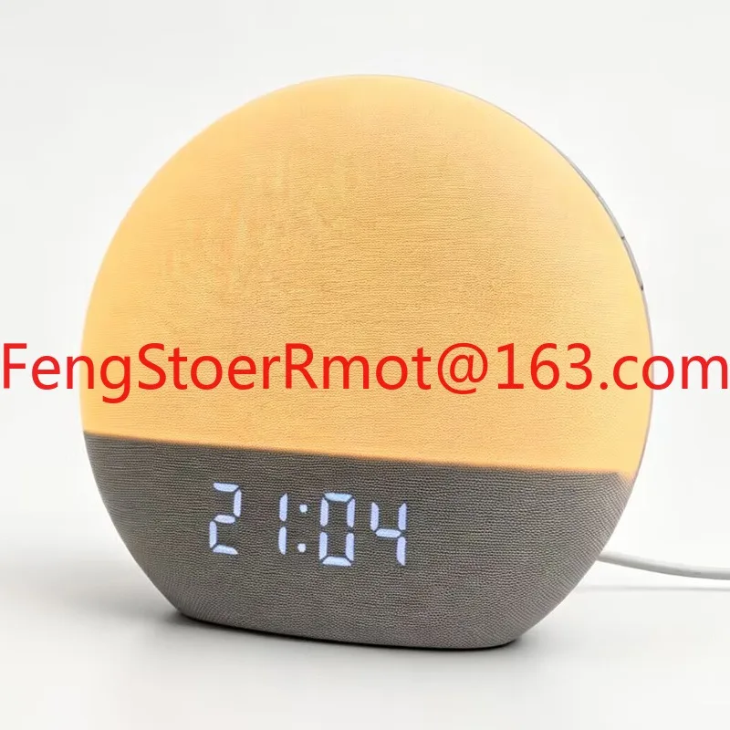 Electronic alarm clock, wake-up light, intelligent sunrise simulation light, with white noise function, suitable for sleep