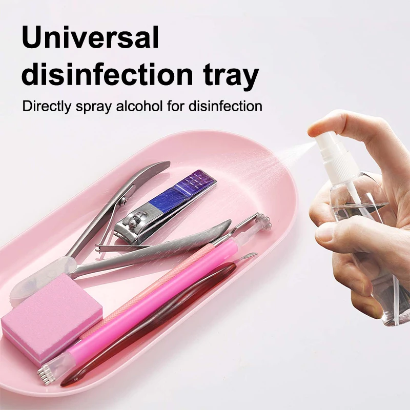 Nueva bandeja de plástico para almacenamiento de cosméticos, placa para equipo de decoración de uñas, bandeja ovalada para manicura, pinzas, bandeja de almacenamiento, herramienta para bandeja de uñas postizas