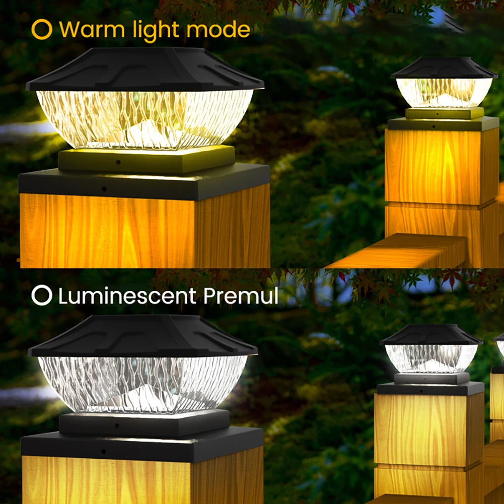 2 Stuks Led Solar Post Verlichting Ip65 Waterdichte Vierkante Kolom Lamp Zonne-Energie Hek Poort Straatverlichting Voor Tuin Stigma Lamp