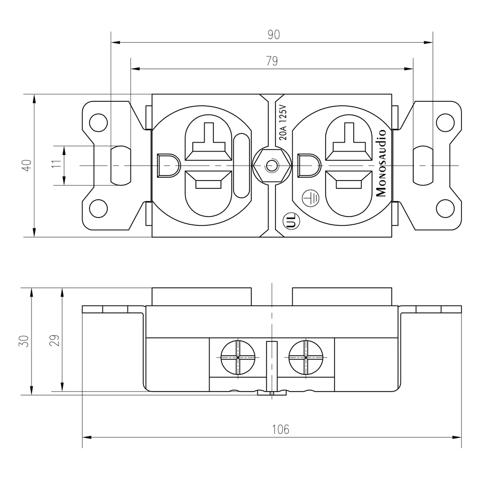 Monosaudio DP2G/R النحاس/الروديوم/الذهب مطلي مقبس الطاقة وعاء الصوت الصف الولايات المتحدة مخرج طاقة HiFi التيار المتناوب الطاقة جدار جبل لوحة