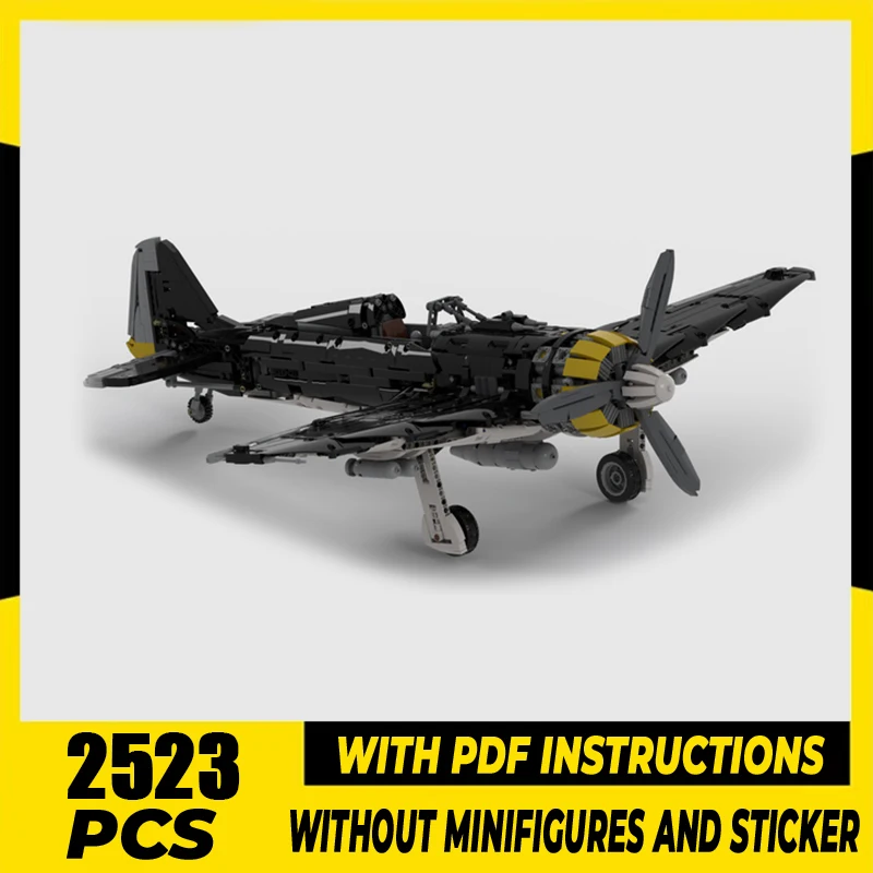 Moc Building Block Wulf FW-190 Fighter Model Technology Brick Assembly Aircraft Series Science Fiction Toy Holiday Gift