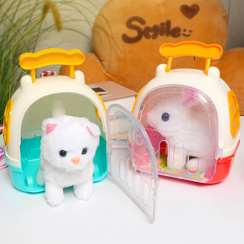 Faire semblant de jouer à la simulation d\'animaux en peluche pour enfants, marche électrique, mignon chien en peluche, ensemble de sac à dos chat,