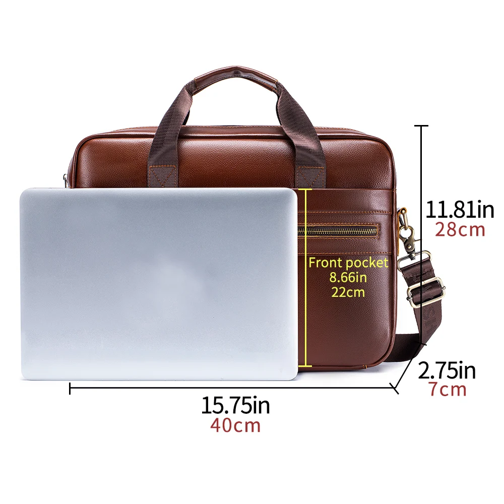 Hot Selling Men's Bags, Leather Handbags, Men's Top Layer Cowhide Briefcase, 15 Inch Computer File Bag