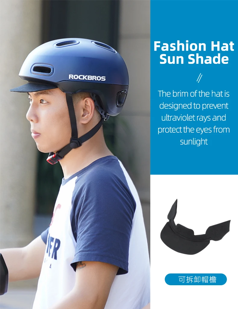 ROCKBROS Fahrradhelm mit Schirm für Casual-Radfahren, EPS Urban Commuter & Mountainbike-Helme für Männer und Frauen – Detail 5