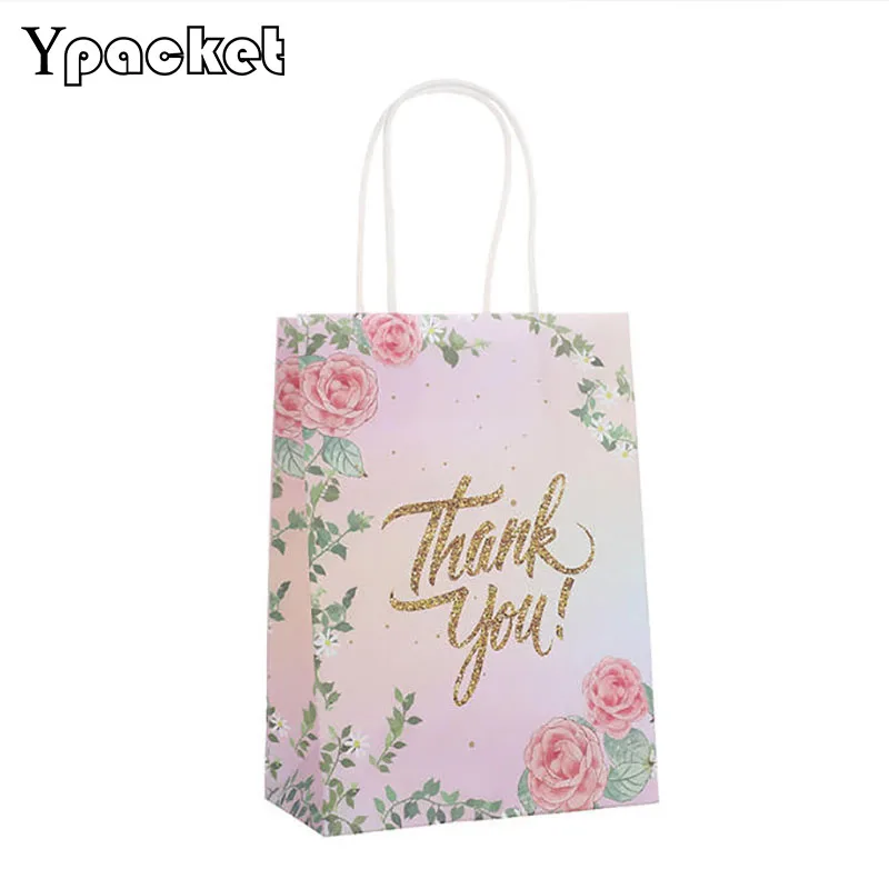 

Cross-border gift bags floral series bags thank-you gift bags premium handcrafted gift bags wedding party kraft handle bags