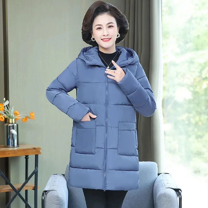 Winter New Warm Thick Parka Outwear Top Snowwear Jacket Loose Hooded Cotton Padded Coat Mid-length Overcoat Women Large size 6XL