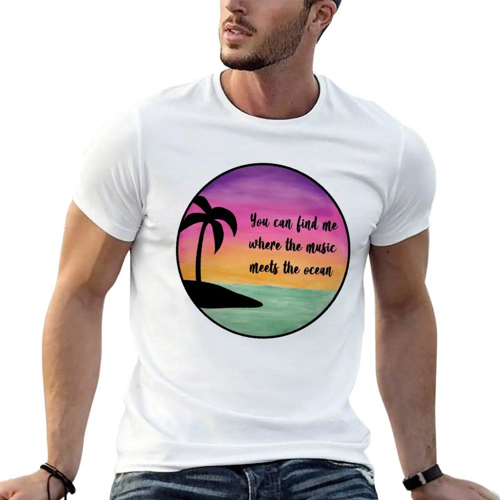 music meets the ocean T-Shirt Work Basic Short Sleeve Top