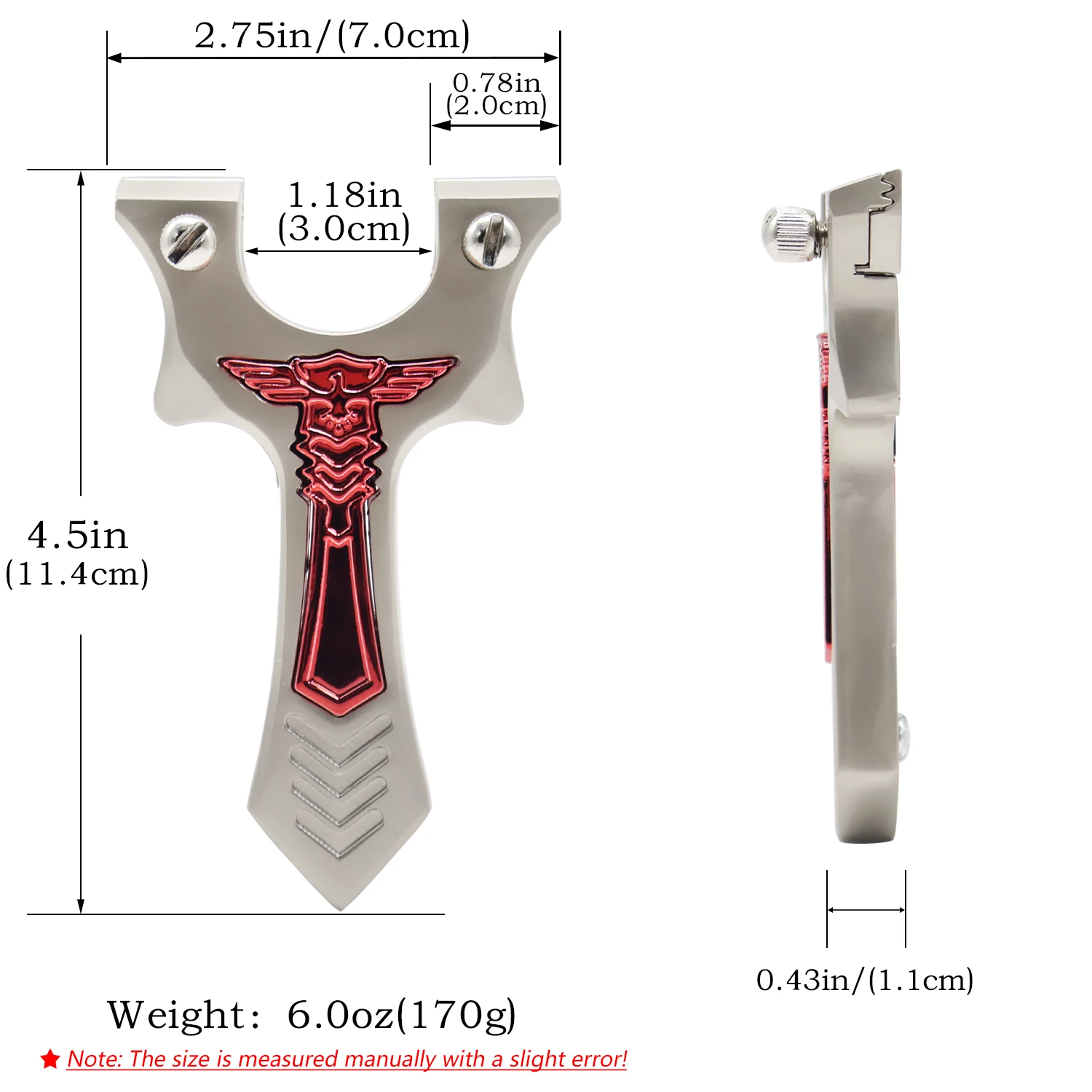 Zinc Alloy Y-Shaped Slingshot Flat Top Clamp Red Pagoda Graphic Adjuster Outdoor Target Practice