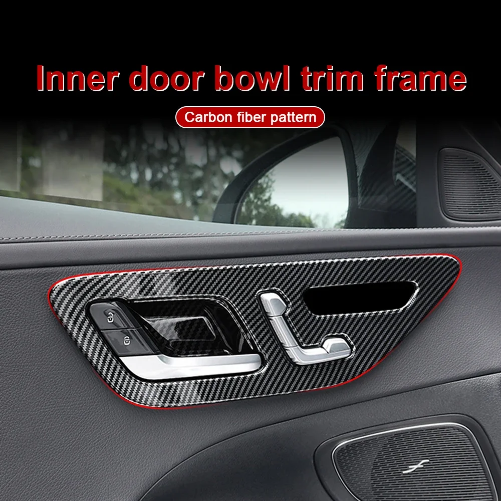 

For Mercedes Benz C Class W206 2022 2023 Carbon Fiber ABS Car Inner Door Handle Bowl Frame Cover Interior Trim Auto Accessories