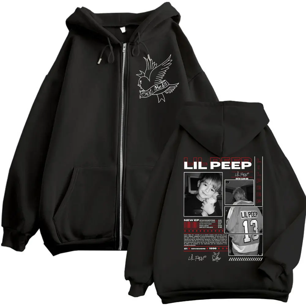 Rapper Lil Peep Merch Zipper Hoodies Fashion Hip Hop Vintage Zip Up Jacket Pullovers Men Women Casual Long Sleeve Sweatshirts