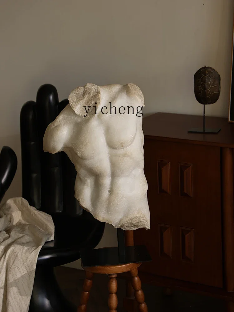 

Half Body Male Torso Sculpture of Strength and Beauty for Entrance Hallway Living Room Artistic Creative Resin Ornament