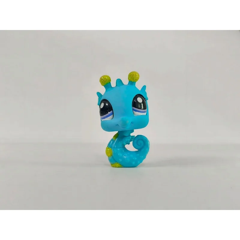 Figurine LPS paillettes hippocampe bleu vert # 2214 Mini jouet pour animalerie