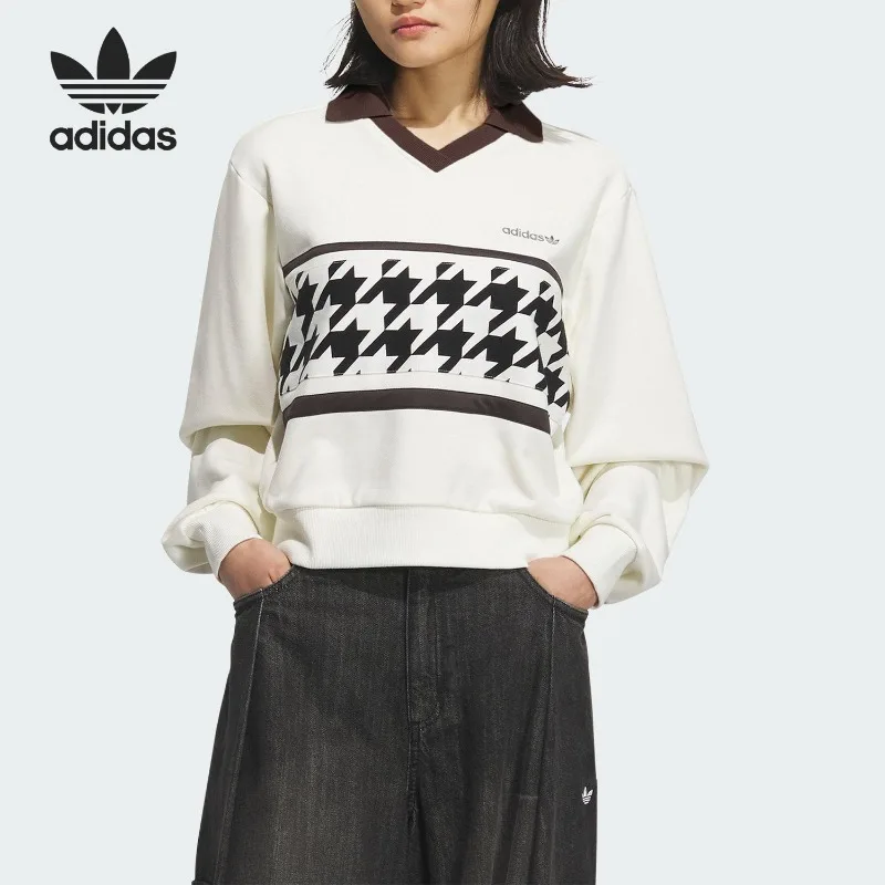 Adidas Clover Ladies Casual Vintage Short Sports Loose Sweater KC2689