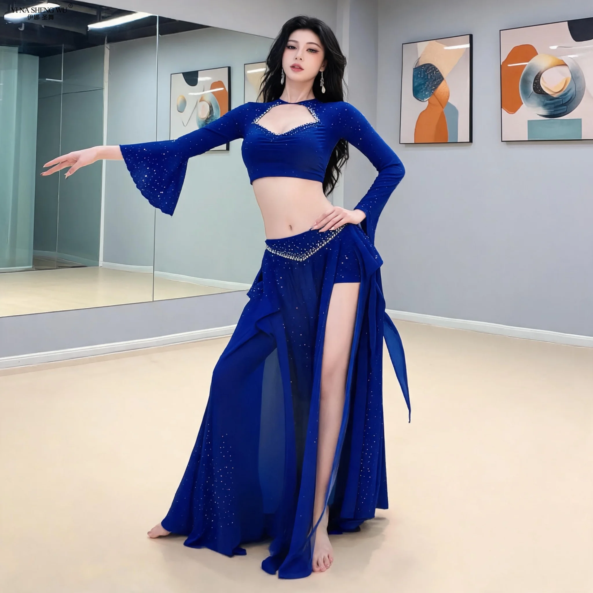 

Full Set Belly Dance Clothes for Women 2 Pieces Top and Skirt Performance & Daily Practice Costume