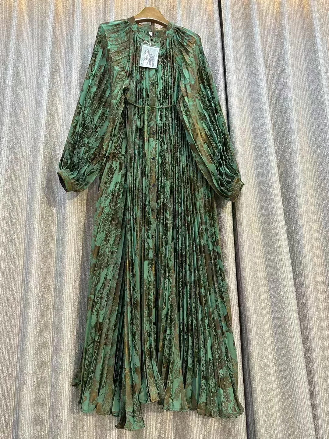 New Autumn Light Mature Style Elegant Maxi Dress For Women Retro Temperament Lantern Sleeve Casual Party  A-Line Printed Dress