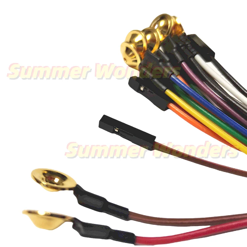 Gold Plated Cup Electrodes Wires 2.54mm DuPont Connector for EEG Modules Such as OpenBCI ThinkGear for Brainwave Acquisition