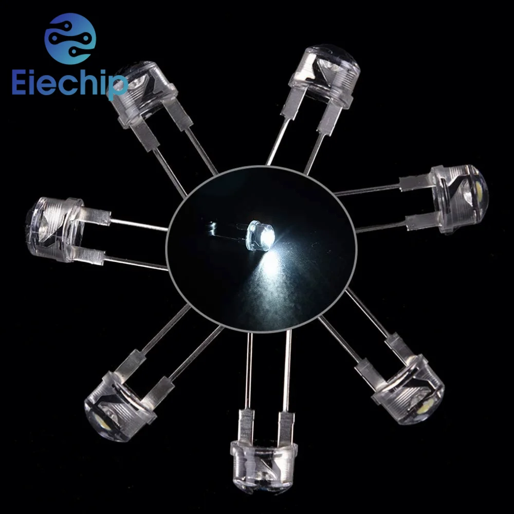 10PCS 8mm LED Diode Straw Hat Clear Ultra Bright F8 0.75W/0.5W/0.3W Light White Emitting Diodes Lamps Electronics Components