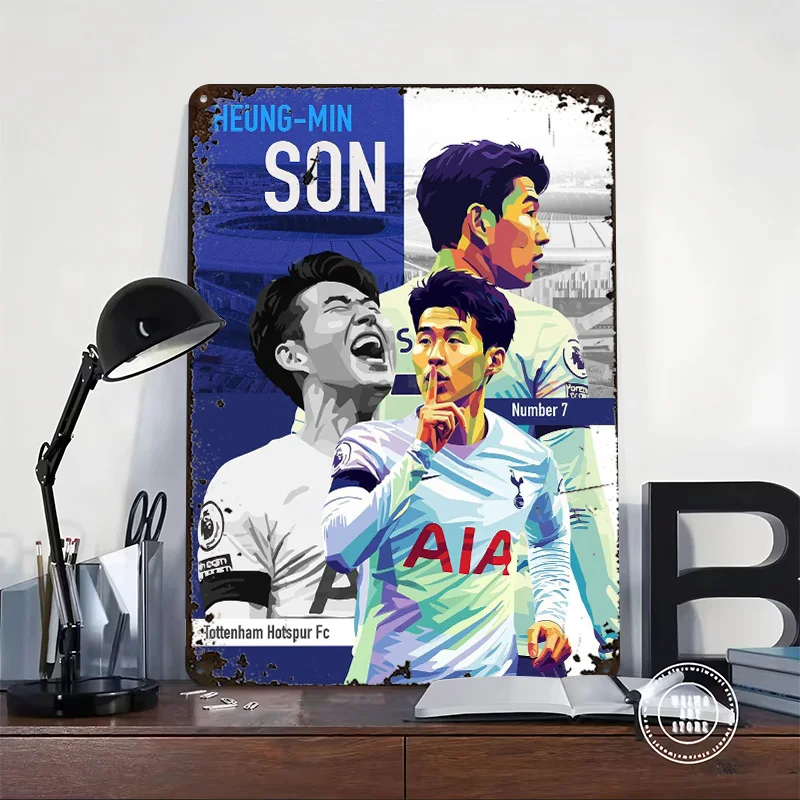 Heung-Min Son Art Tinplate Poster Customized Wall Art Retro Vintage Metal Signs for Fans Luxury Decoration Gaming Desk Decor