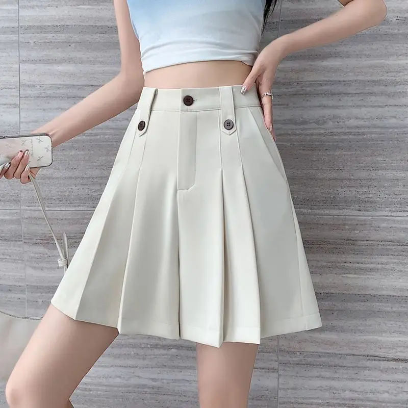 

2025 новые корейские плиссированные однотонные широкие брюки с высокой талией, женские универсальные узкие брюки в стиле пэчворк, женская одежда, сексуальные брюки