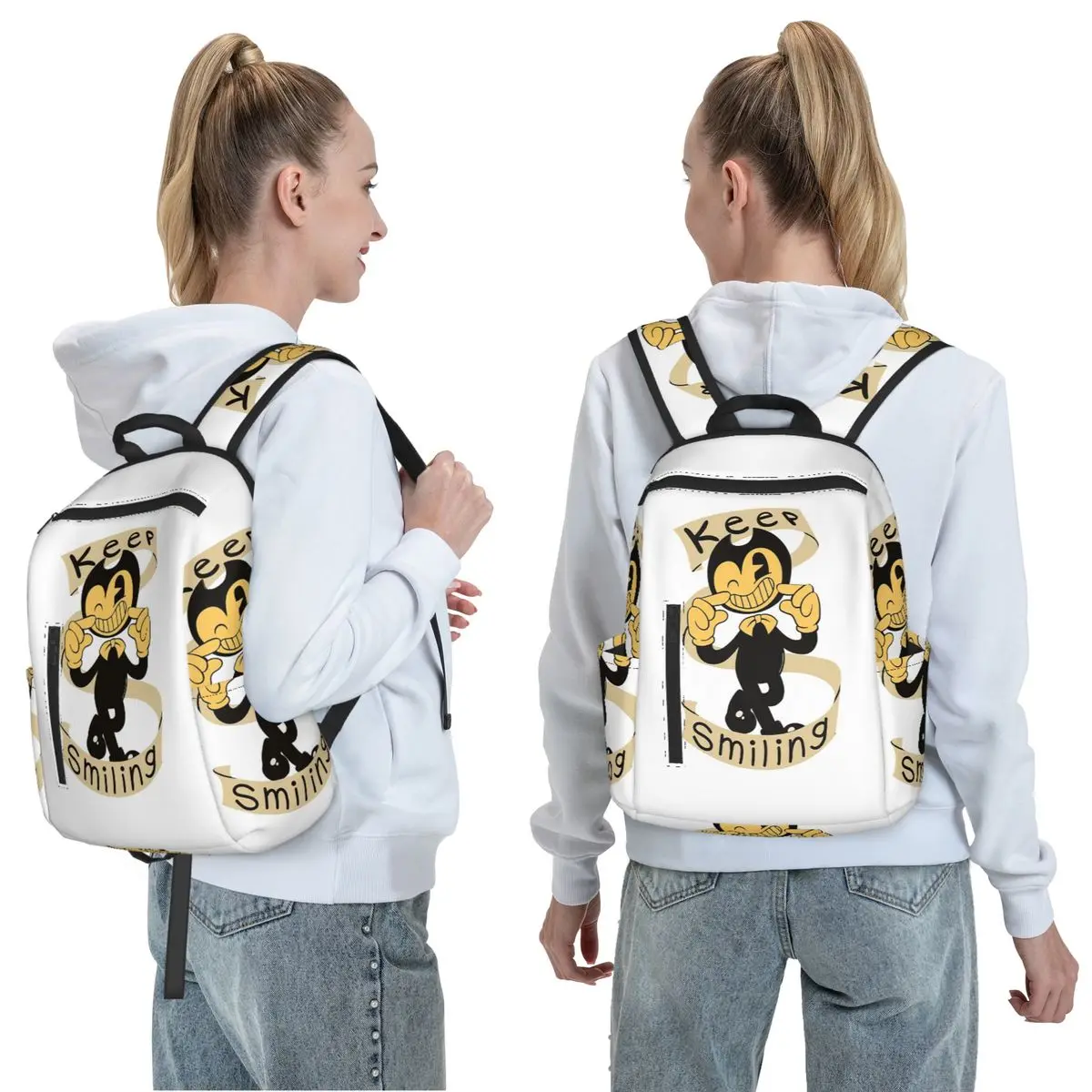 Bendy And The Ink Machine Keep Smiling Backpack Daypack Large Capacity Kids BookBag School Bag Shoulder Bags for Men Women