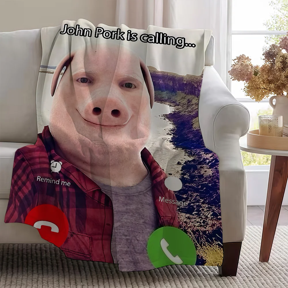 Blanket Throw Super Cosy Plush Living Room Calling Pork Sofa Is Couch Childish John Birthday Gifts