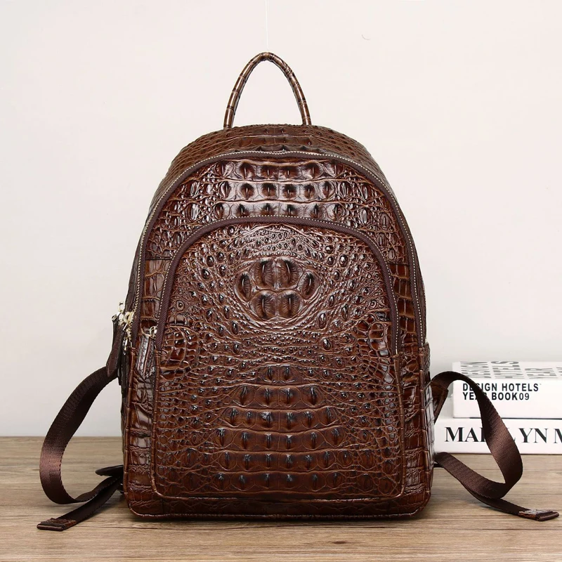 Imagem -06 - Suwerer 2023 Novo Padrão de Crocodilo Mochila Feminina Moda Feminina Couro Genuíno Mochila Luxo Famosa Marca Feminina Bolsa