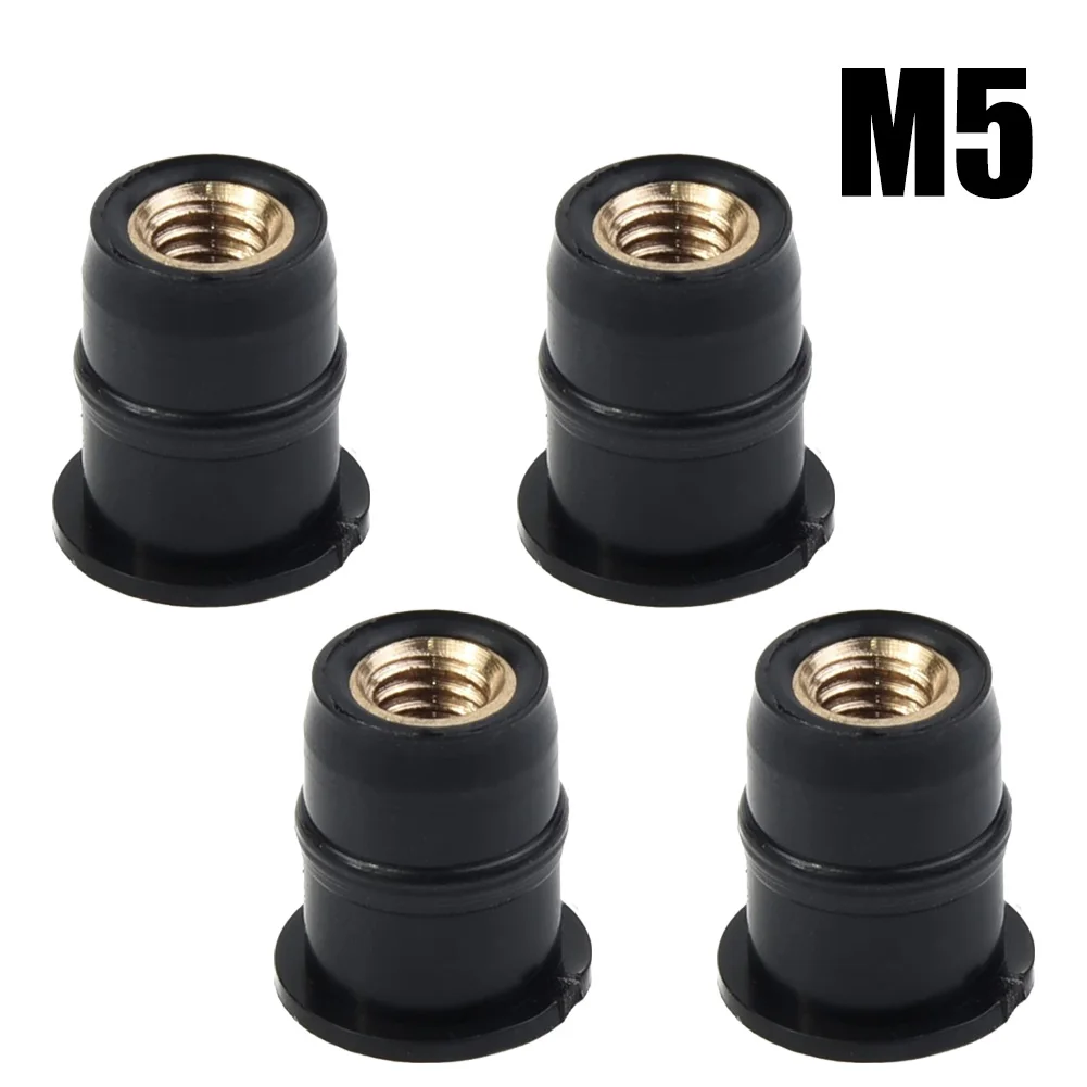 4PCS Rubber Nuts M5 for Securing Motorcycle Windshields and Body Components with Enhanced Vibration Absorption