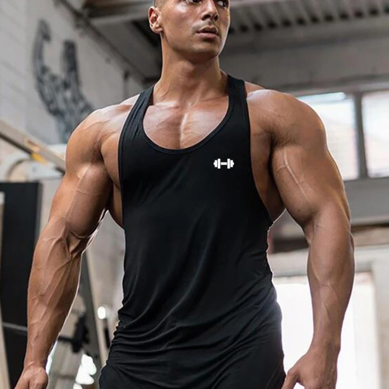 Mens Bodybuilding Sports Stringer Tank Tops Gym Fitness Muscle Workout Sleeveless Shirts Summer Cool Cotton Breathable Clothing