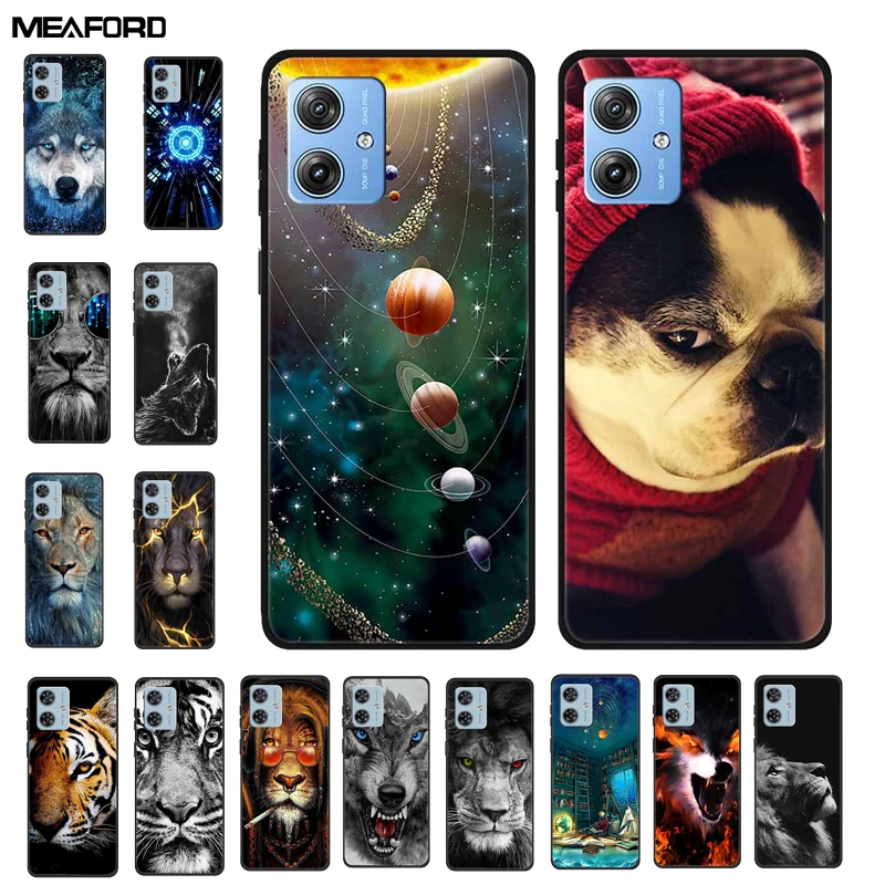 Phone Case For Moto G64 5G Cover Cartoon Soft Silicone Wolf Lion Funda Soft Bumper For Motorola Moto G54 5G Coque MotoG54 5G Bag