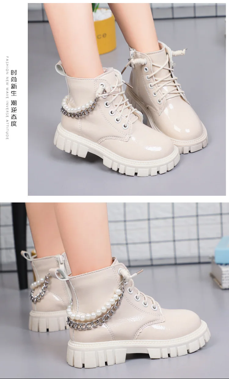 2026 Neue Kinder-Lederstiefel Chelsea Wasserdichte Kindersneaker Beige Kleinkind-Schneestiefel Mädchen Herbst-Winter-Schuhe – Detail 16