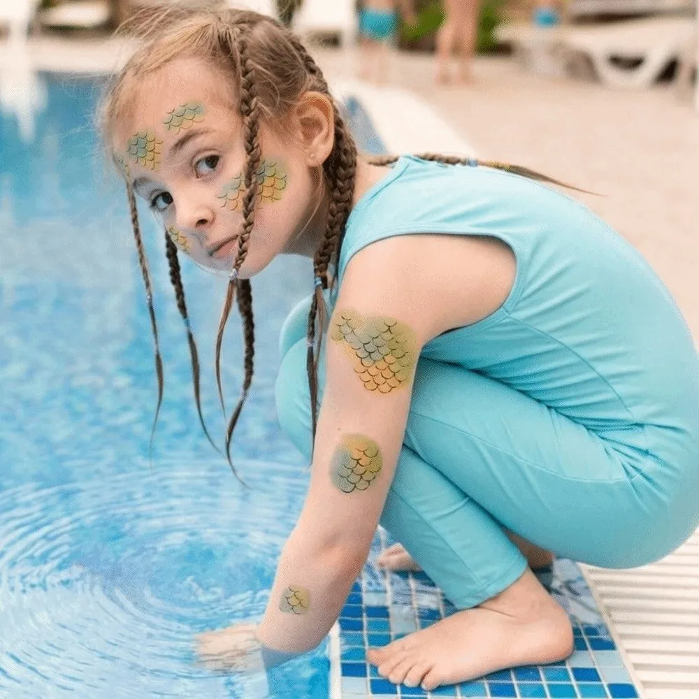 

10 Sheets Water Transfer Decals Mermaid Scales Temporary Tattoo Colorful Instant Fish Scale Tattoos Waterproof Fake