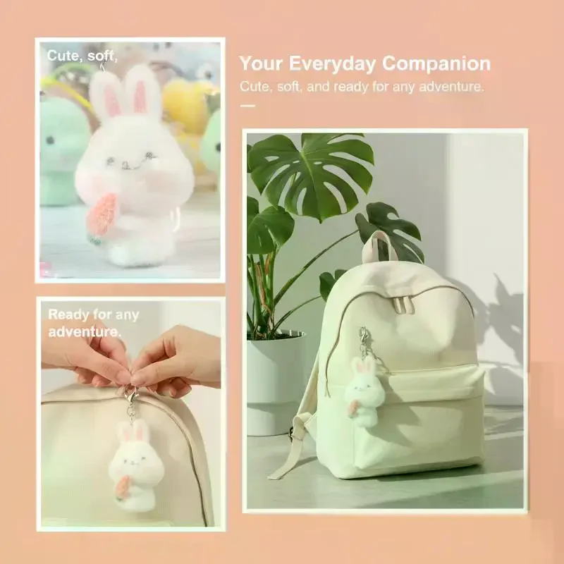 2Pcs Random Cute Plush 3D Flocking Animal Pendant Bag Phone Lanyard Hanging Keycord Charm Keyring DIY Accessories