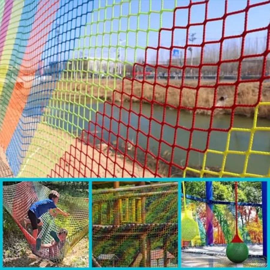 

Climbing Cargo Net for Outdoor Balcony Safety Rope Netting - Playground Stairway Railing Protection for Pets Toys - Knotless Po