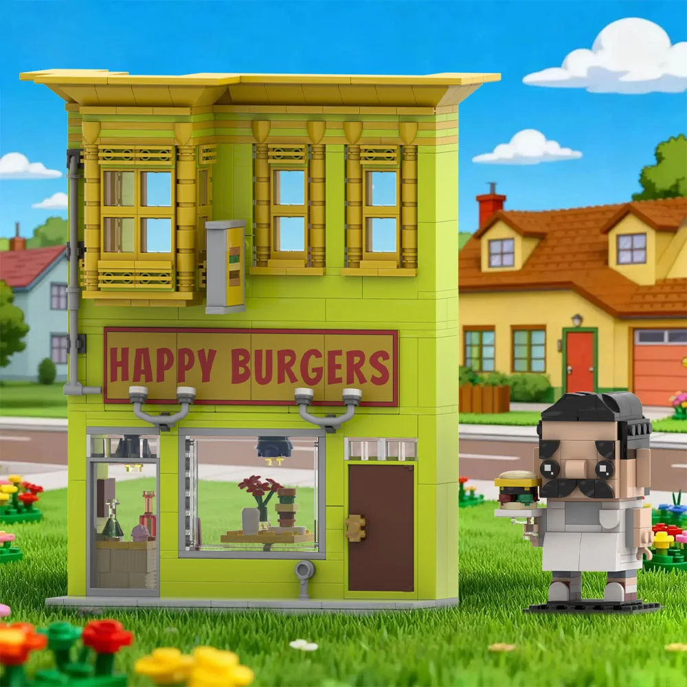

Gobricks MOC Bob's Burgers Building Blocks Model Bob's Burgers Architectural Street View Bricks Assembly Toys Kids Birthday Gift