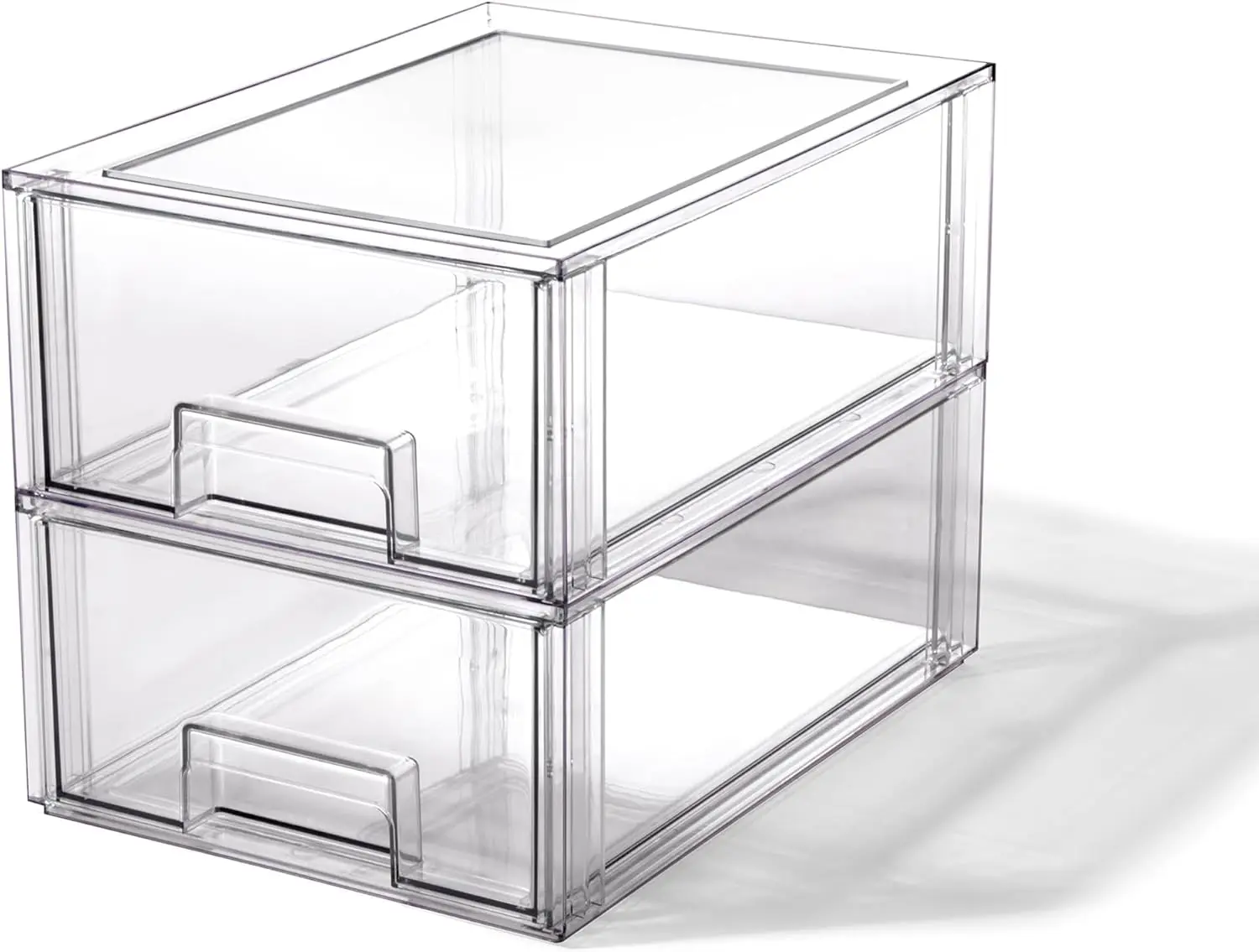 

Clear Stackable Storage Drawers, Large 2-Pack: Organize Pantry, Fridge & Home Spaces Efficiently