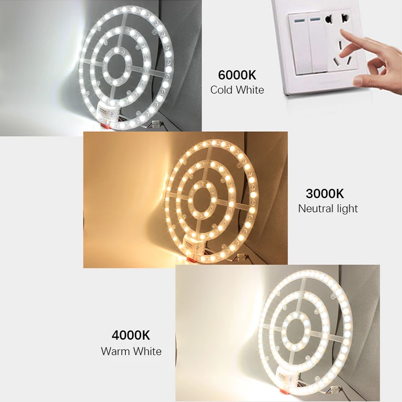 Panel de luz de techo Led AC220V, módulo Led de repuesto regulable, Panel de luz redondo de 100W, lámpara de módulo para luces de ventilador de techo