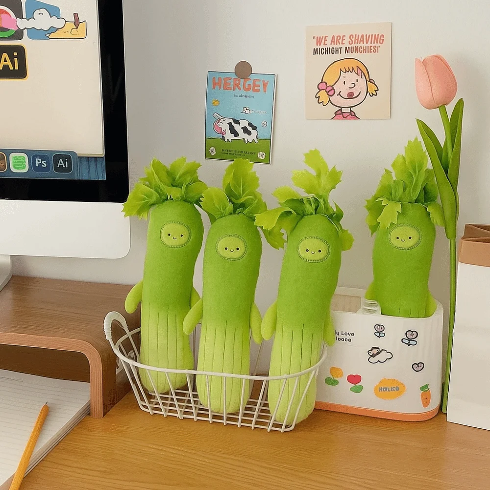Cute Design Cartoon Celery Plush Keychain Plush Material Handmade Backpack Decorative Pendant Decorative Style Soft
