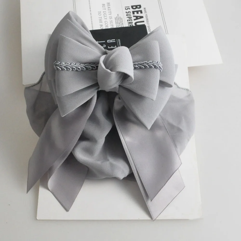 

Vintage Ribbon Ruffled Edges Hair Net Flower Korean Style Women Spring Clip Headwear Stewardess Hairgrips Cover Net Office Lady