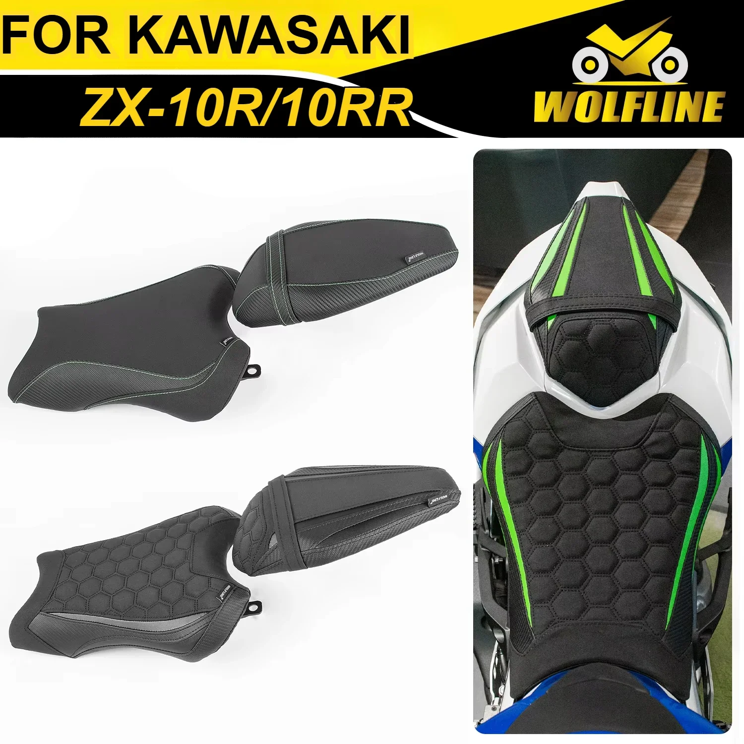 

Wolf Line Motorcycle Solo Seat Rear Pillion Pad for Kawasaki ZX-10R/10RR 2021-2025 2022 2023 2024