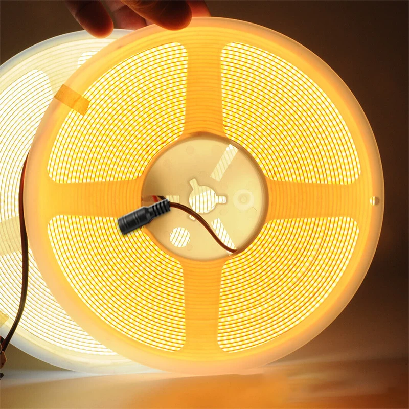 COB LED Strip Lights With Power Adapter, 24V Strip Light Tape Light with Dimmer, COB LED Tape Light, White Warm White Lighting