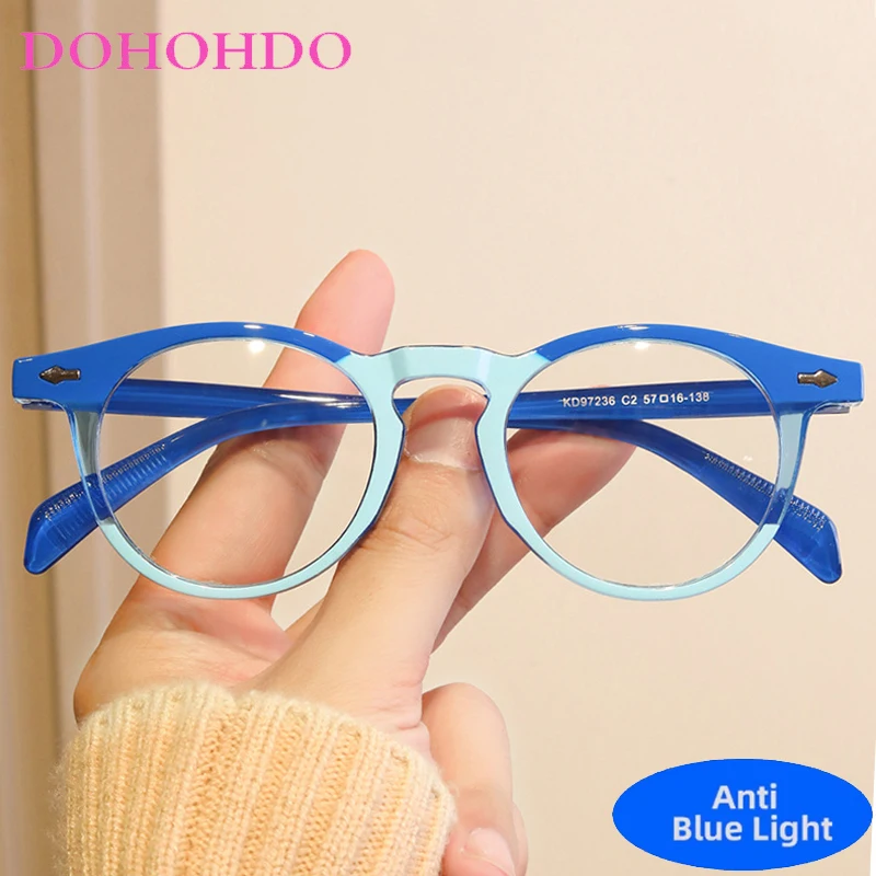 

Luxury Brand Designer Rice Nail Round Frame Blue Light Blocking Glasses Women Men Optical Spectacle Protection Computer Eyewear