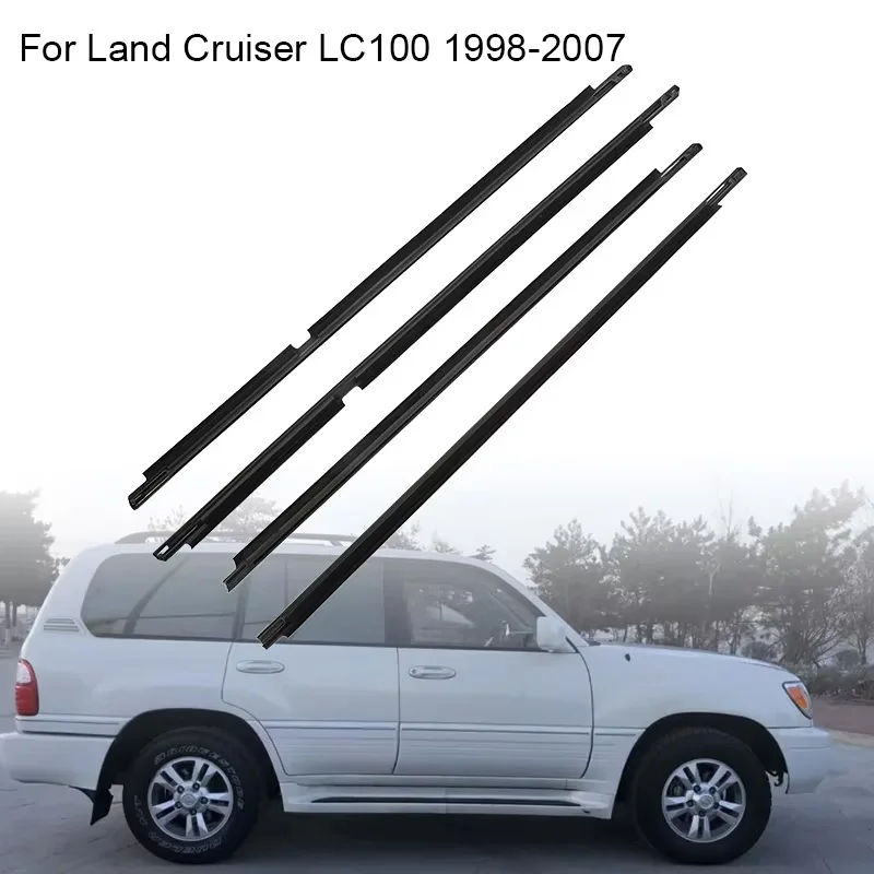 4Pcs Chrome/Black Window Rubber Trim For Toyota Land Cruiser LC100 Series For Lexus LX470 1998-2007 Weatherstrip 75740-60030