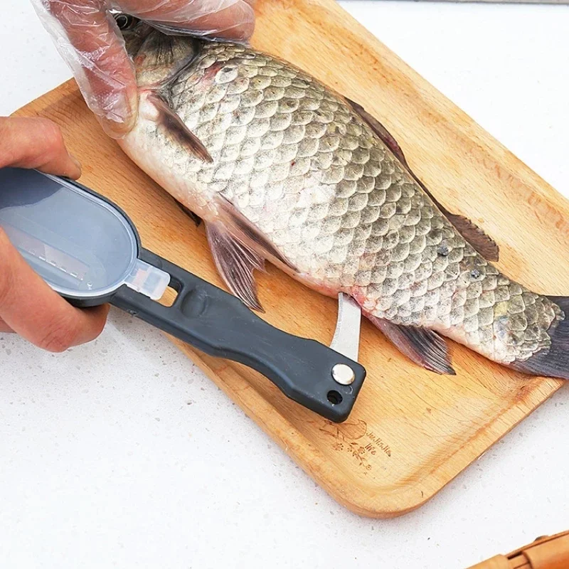 

2 In1 Fishing Scale Brush Knife Fish Skin Brush Built-in Fish Cutter Fast Remove Fishs Scale Scraper Planer Tool Kitchen Gadgets