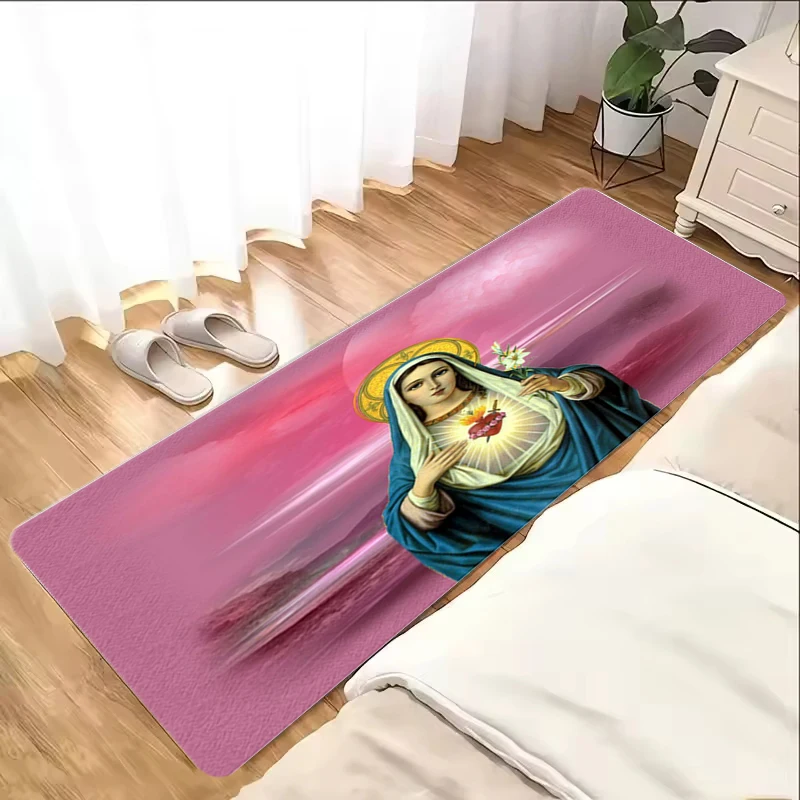 

Maria's Virgin Mary Print Carpet Rug for Living Room Bedroom Home Sofa Decoration,Kid Area Rug Non-slip Floor Mat