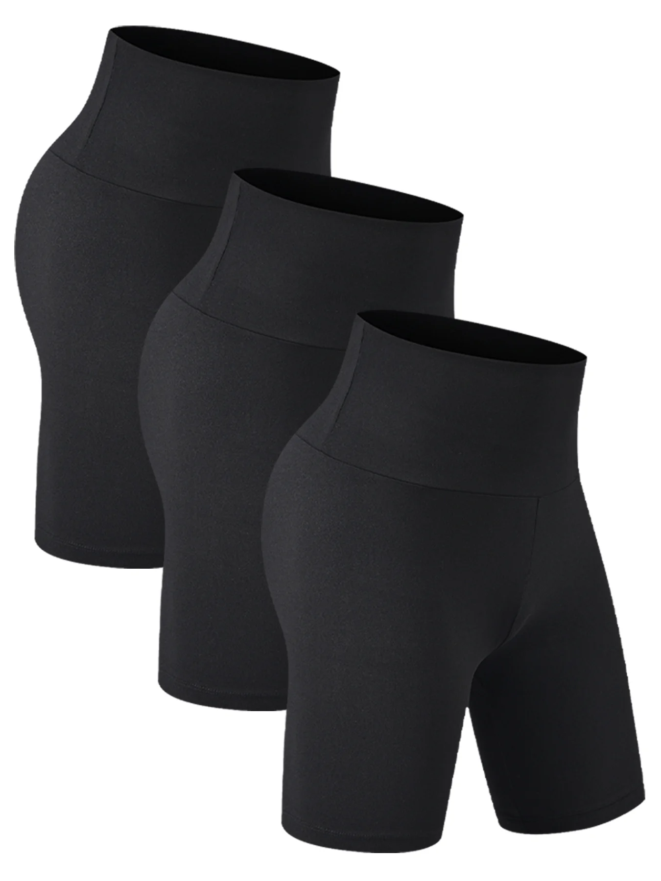 

Комплект из 3 женских шорт с высокой талией, супермягкие, с эффектом утяжки живота, непрозрачные, для тренировок, йоги, бега, фитнеса и занятий в спортзале