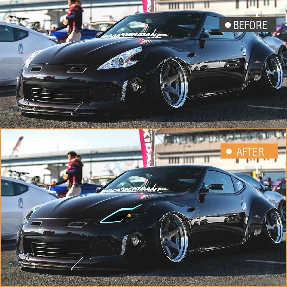 Pair LED Headlights For 2009 2010 19- 2020 Nissan 370Z Coupe Nismo Z34 Headlamps Front Lights Turn Signal DRL Head Lamp Assembly
